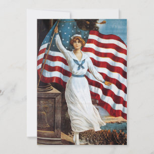 Cartes Pour Fêtes Annuelles Vintage 4 juillet fille de la liberté avec l'Améri