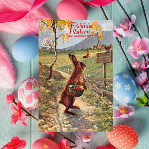 Cartes Pour Fêtes Annuelles Vintage allemand Frohe Ostern Easter Rabbit