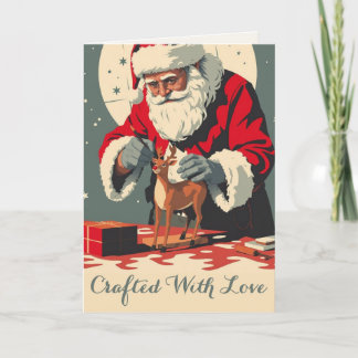 Cartes Pour Fêtes Annuelles Vintage Americana | Le Père Noël Peint des Renne M