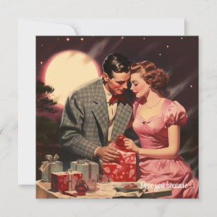 Cartes Pour Fêtes Annuelles Vintage amour couple coeur rouge Valentine
