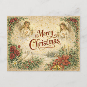 Cartes Pour Fêtes Annuelles Vintage Ange et Colombe Joyeux Noël
