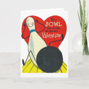 Cartes Pour Fêtes Annuelles Vintage Anthropomorphique Bowling Valentine