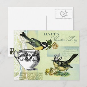 Cartes Pour Fêtes Annuelles Vintage Birds Valentine's Day Postcards