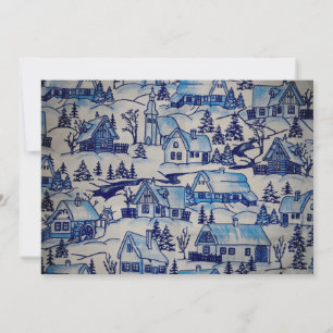 Cartes Pour Fêtes Annuelles Vintage Blue Christmas Village