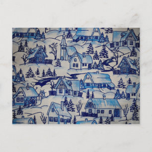 Cartes Pour Fêtes Annuelles Vintage Blue Christmas Village