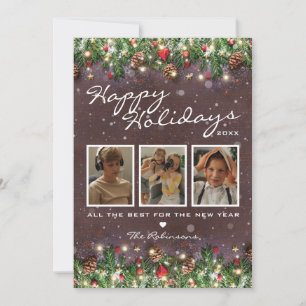 Cartes Pour Fêtes Annuelles Vintage bois Joyeuses Fêtes 3 Photo
