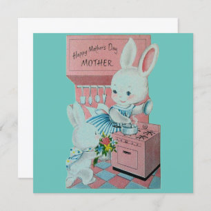 Cartes Pour Fêtes Annuelles Vintage Bunnies Bonne Mère Fête des Mères