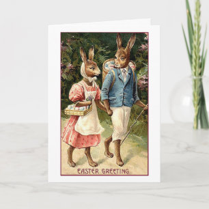 Cartes Pour Fêtes Annuelles Vintage Bunny de Pâques Couple amoureux,