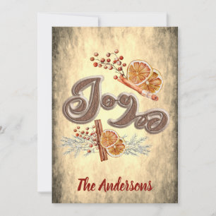 Cartes Pour Fêtes Annuelles Vintage calligraphie joie orange cannelle vacances