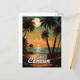 Cartes Pour Fêtes Annuelles Vintage Cancun Mexique Poster Art Travel