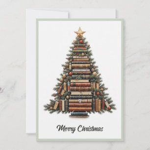 Cartes Pour Fêtes Annuelles Vintage Chic Arbre De Noël Fun Fait De Livres
