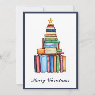 Cartes Pour Fêtes Annuelles Vintage Chic Fun sapin de Noël fait de livres