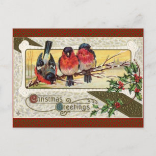 Cartes Pour Fêtes Annuelles Vintage Christmas Bell et Holly Postcard Greeting