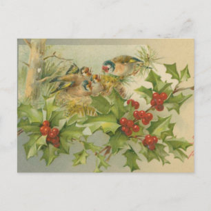 Cartes Pour Fêtes Annuelles Vintage Christmas Birds Nest