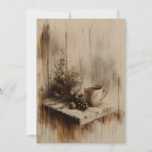 Cartes Pour Fêtes Annuelles Vintage Christmas Café Petite peinture à l'huile
