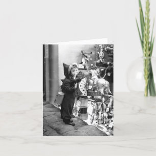 Cartes Pour Fêtes Annuelles Vintage Christmas Card GIRL & TOY SHOP WINDOW 1939