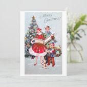Cartes Pour Fêtes Annuelles Vintage Christmas Caroling (Debout devant)