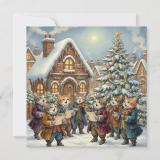 Cartes Pour Fêtes Annuelles Vintage Christmas Cats Singing Near Christmas Tree
