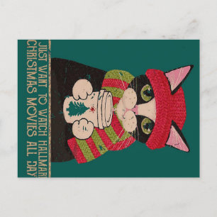 Cartes Pour Fêtes Annuelles Vintage Christmas Chat Post  Conception de chats m