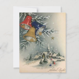 Cartes Pour Fêtes Annuelles Vintage Christmas Church Bells Winter