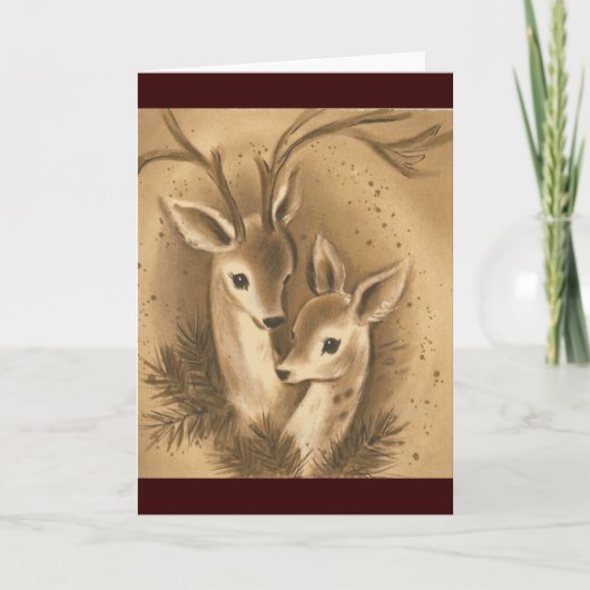 Cartes Pour Fêtes Annuelles Vintage Christmas Deer (Devant)