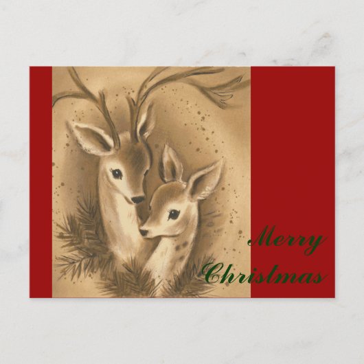 Cartes Pour Fêtes Annuelles Vintage Christmas Deer (Devant)