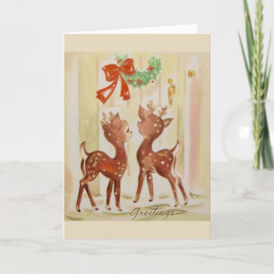 Cartes Pour Fêtes Annuelles Vintage - Christmas Deer Envoyez des voeux,