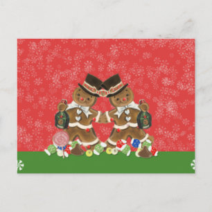 Cartes Pour Fêtes Annuelles Vintage Christmas Gingerbread Men Hats & Bottlle