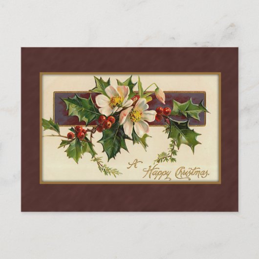 Cartes Pour Fêtes Annuelles Vintage Christmas Holly (Devant)