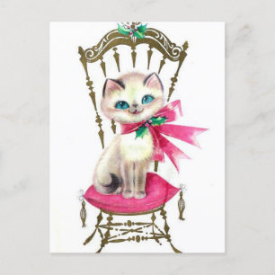 Cartes Pour Fêtes Annuelles Vintage Christmas Kitten