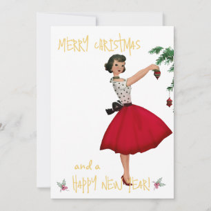 Cartes Pour Fêtes Annuelles Vintage Christmas lady Joyeux voeux de Noël