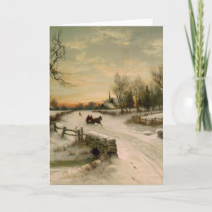 Cartes Pour Fêtes Annuelles Vintage Christmas Morning Sleigh Ride