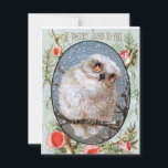 Cartes Pour Fêtes Annuelles Vintage Christmas Owl<br><div class="desc">Carte Vacances Chouette de Noël Cute Retro Vintage.</div>