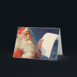 Cartes Pour Fêtes Annuelles Vintage Christmas, Père Noël Naughty Nice Liste<br><div class="desc">Illustration vintage Joyeuse image de Noël montrant un joyeux Père Noël portant son casquette rouge et en vérifiant sa liste coquine ou jolie le soir de Noël.</div>