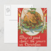 Cartes Pour Fêtes Annuelles Vintage Christmas Pudding (Devant / Derrière)