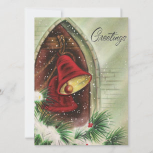 Cartes Pour Fêtes Annuelles Vintage Christmas Red Bells Salutations
