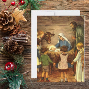 Cartes Pour Fêtes Annuelles Vintage Christmas, Religious Nativity w Baby Jesus
