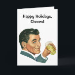 Cartes Pour Fêtes Annuelles Vintage Christmas, Retro les années 50 Man Boire C<br><div class="desc">Le don de l'amour. Le don de la paix. Le don du bonheur. Que tous ceux-ci soient les vôtres à Noël. Facile de customiser cette carte de Noël pour personnaliser avec votre propre message de vacances, ou simplement ajouter vos noms. illustration vintage boissons et boissons image montrant un célibataire souriant...</div>