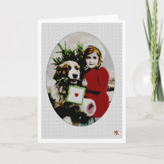 Cartes Pour Fêtes Annuelles Vintage Christmas Saint Bernard Dog