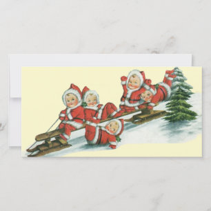 Cartes Pour Fêtes Annuelles Vintage Christmas Santa Claus Helper’s