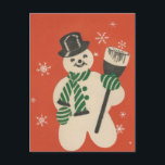 Cartes Pour Fêtes Annuelles Vintage Christmas Snowman<br><div class="desc">Image de Noël Vintage mignonne.</div>