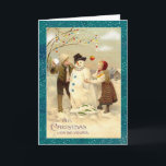 Cartes Pour Fêtes Annuelles Vintage Christmas Snowman<br><div class="desc">Ramenez les bons vieux jours avec cette belle carte de Noël vintage. Vous pouvez customiser cette carte nostalgique avec votre propre texte en utilisant la section "Personnalisez-la" à votre droite. Cette image rétro a été découpée à partir d'oeuvres d'art anciennes et agrandie pour cette carte de voeux. Bien que j'ai...</div>