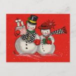 Cartes Pour Fêtes Annuelles Vintage Christmas Snowman<br><div class="desc">Vintage bonhomme de neige de Noël.</div>