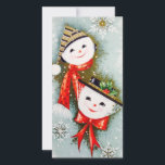 Cartes Pour Fêtes Annuelles Vintage Christmas Snowman<br><div class="desc">Carte de vacances Jolie Retro Vintage Noël Snowman Couple Snowflakes.</div>