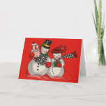 Cartes Pour Fêtes Annuelles Vintage Christmas Snowman<br><div class="desc">Vintage bonhomme de neige de Noël.</div>