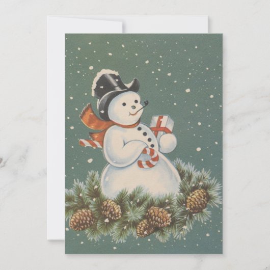 Cartes Pour Fêtes Annuelles Vintage Christmas Snowman (Devant)