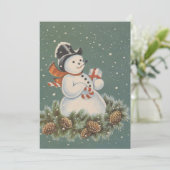Cartes Pour Fêtes Annuelles Vintage Christmas Snowman (Debout devant)