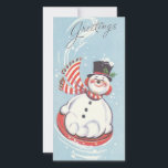 Cartes Pour Fêtes Annuelles Vintage Christmas Snowman<br><div class="desc">Joli Retro Vintage Noël Snowman Jouant Dans La Carte De Vacances De Neige.</div>