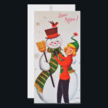Cartes Pour Fêtes Annuelles Vintage Christmas Snowman<br><div class="desc">Joli Retro Vintage Snowman De Noël Avec Carte Fille De Vacances.</div>