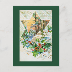 Cartes Pour Fêtes Annuelles Vintage Christmas Star et Holly